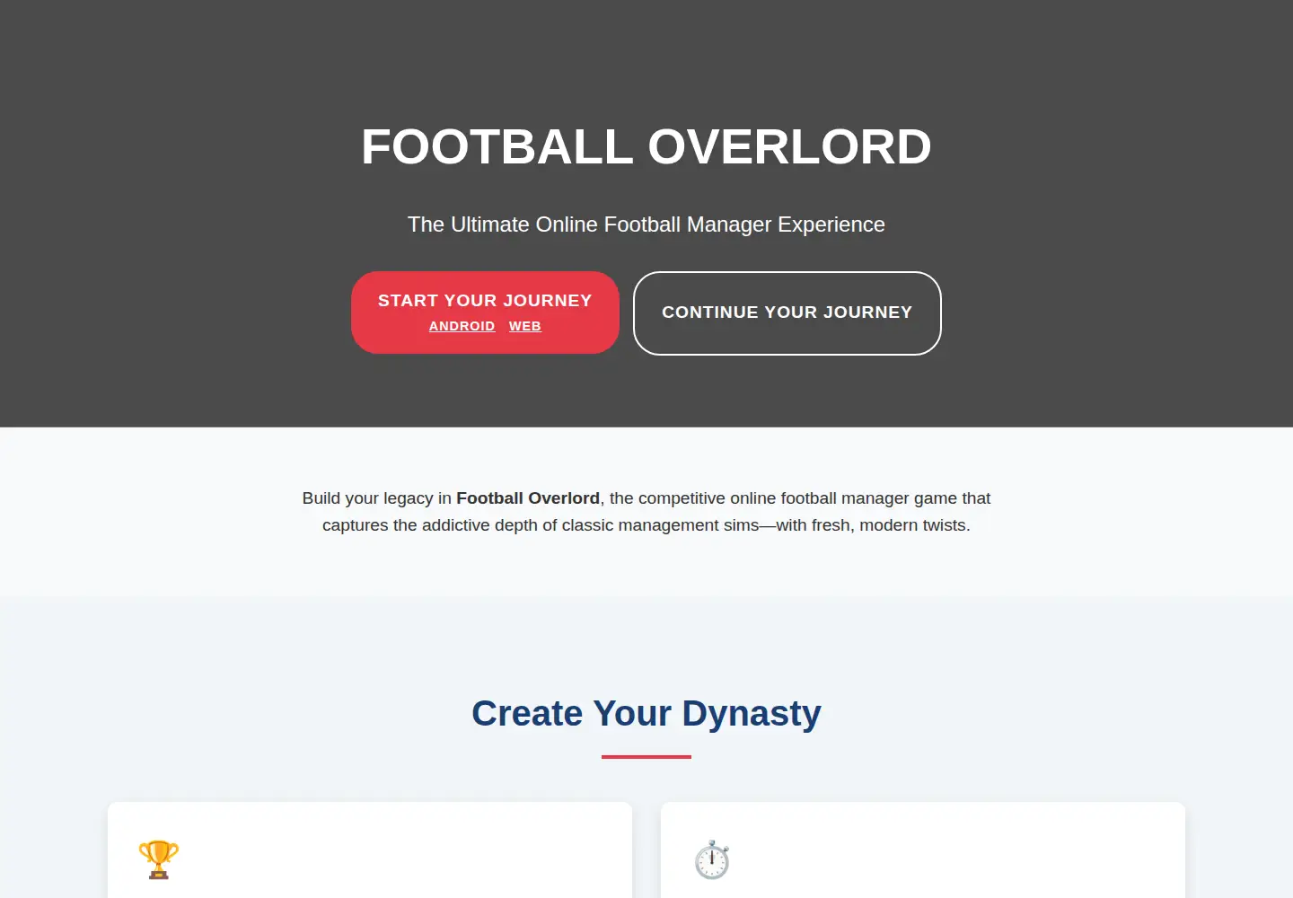 Captured homepage of footballoverlord.com in the current scan