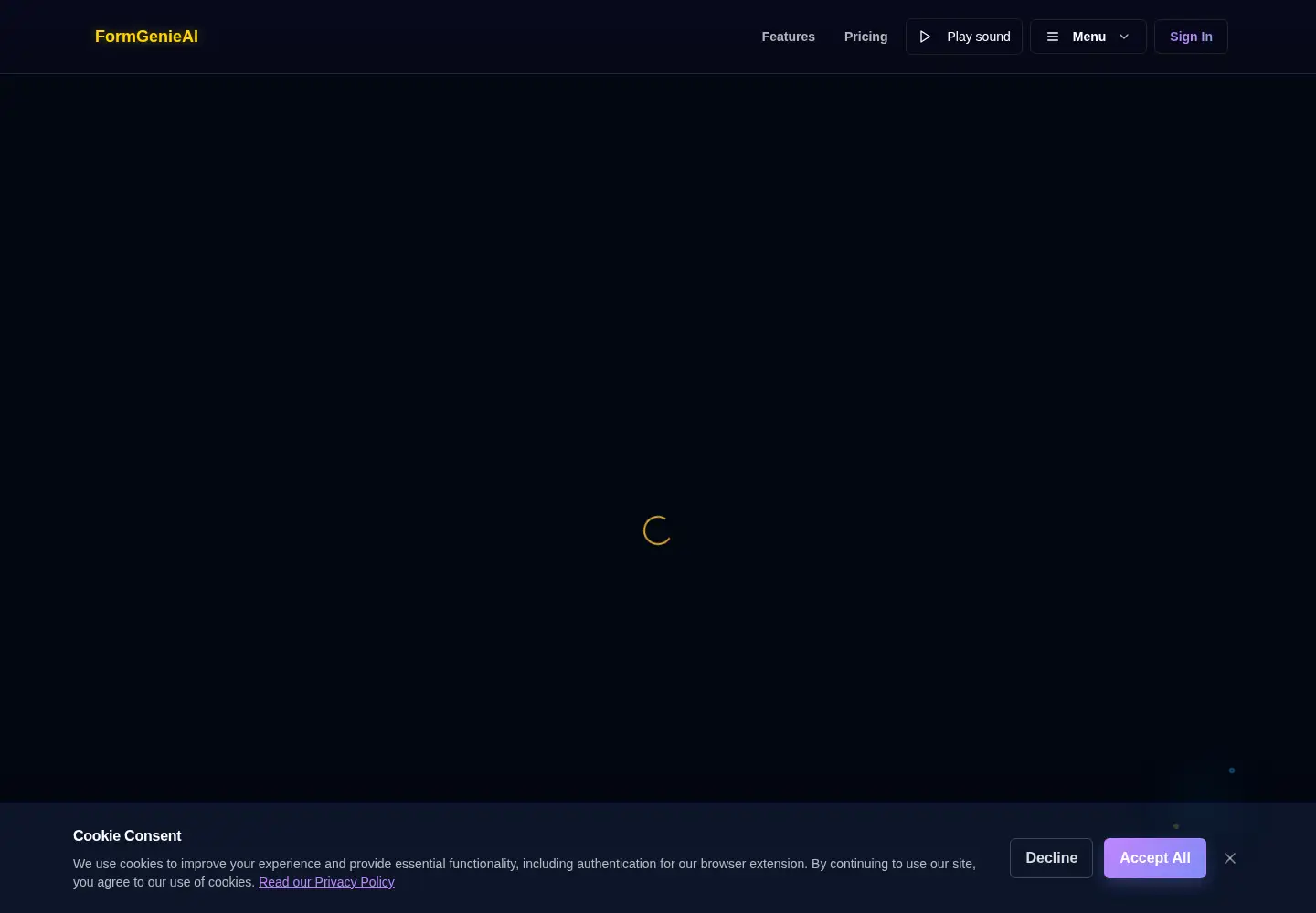 Screenshot of formgenieai.com