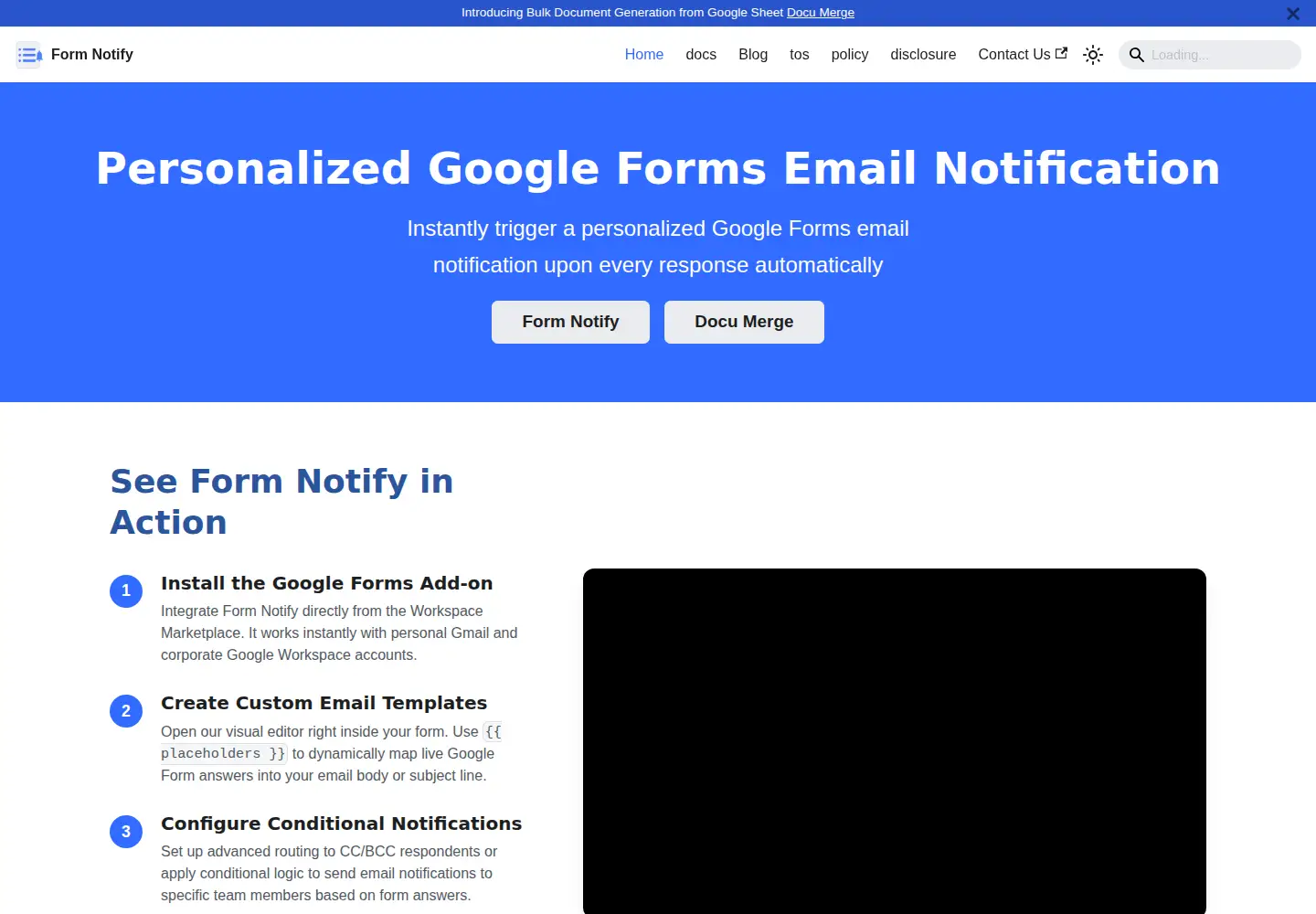 Captured homepage of formnotify.com in the current scan