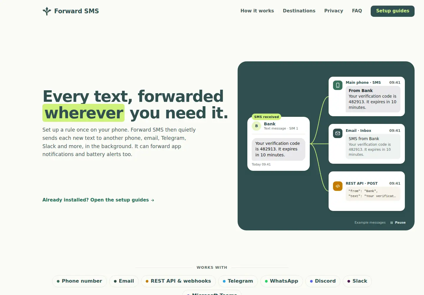 Screenshot of forward-sms.com
