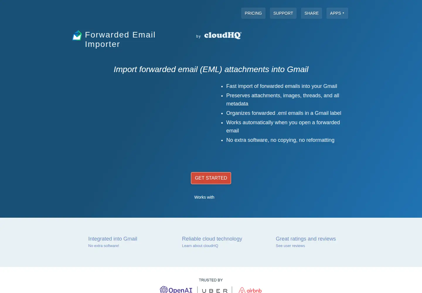 Captured homepage of forwarded-email-importer.com in the current scan
