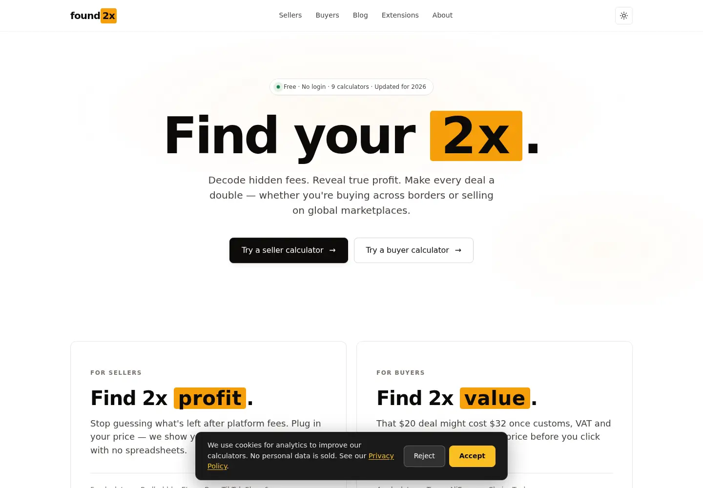 Screenshot of found2x.com