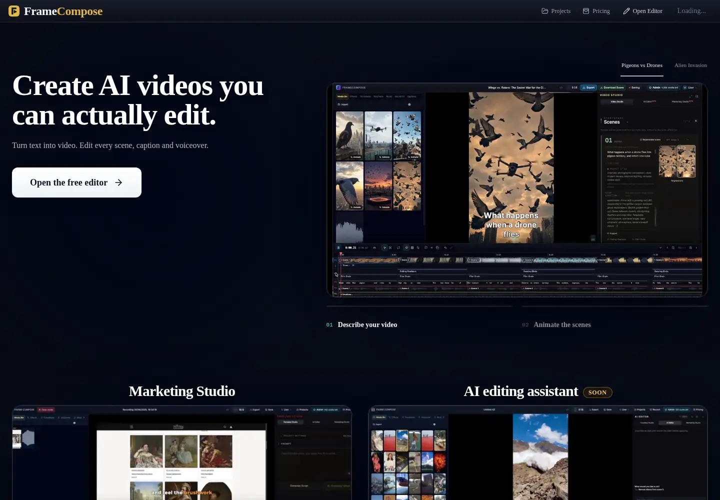Screenshot of framecompose.com