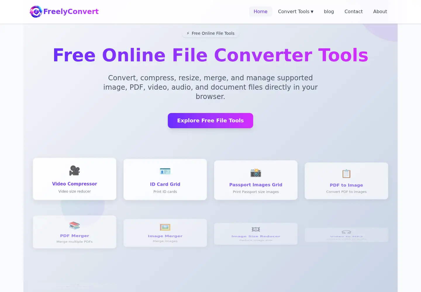 Captured homepage of freelyconvert.com in the current scan