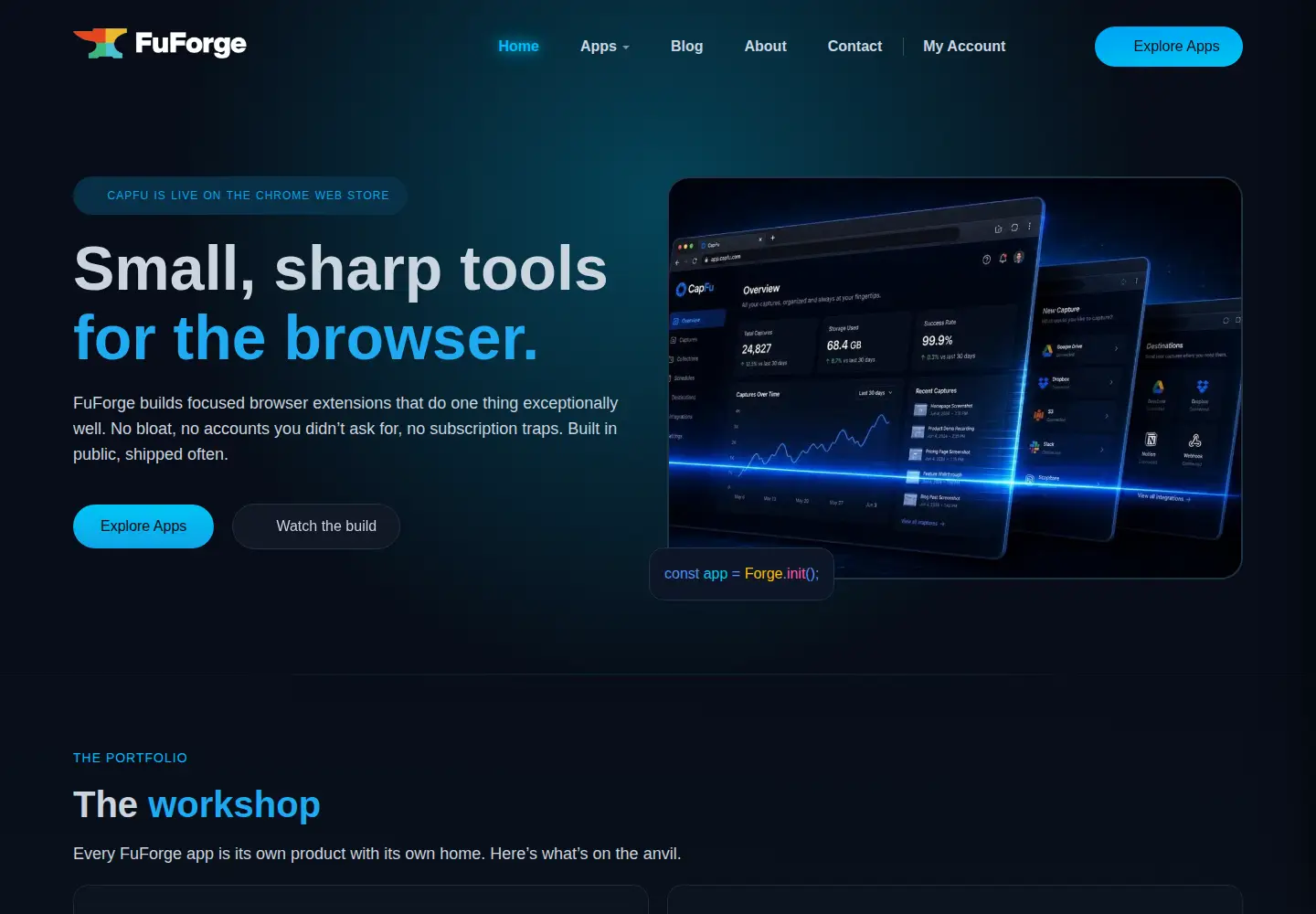 Captured homepage of fuforge.com in the current scan