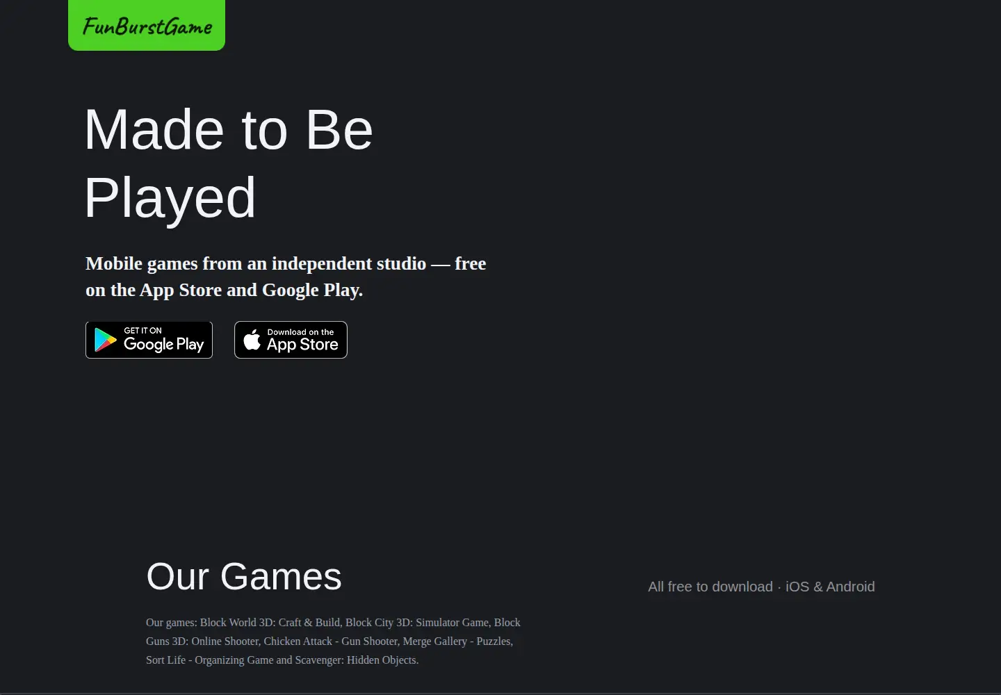 Captured homepage of funburstgameltd.com in the current scan