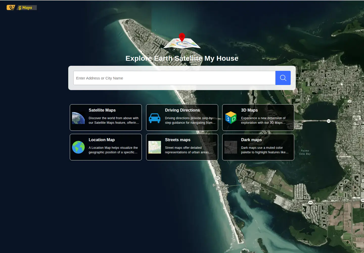 Captured homepage of g-maps.com in the current scan
