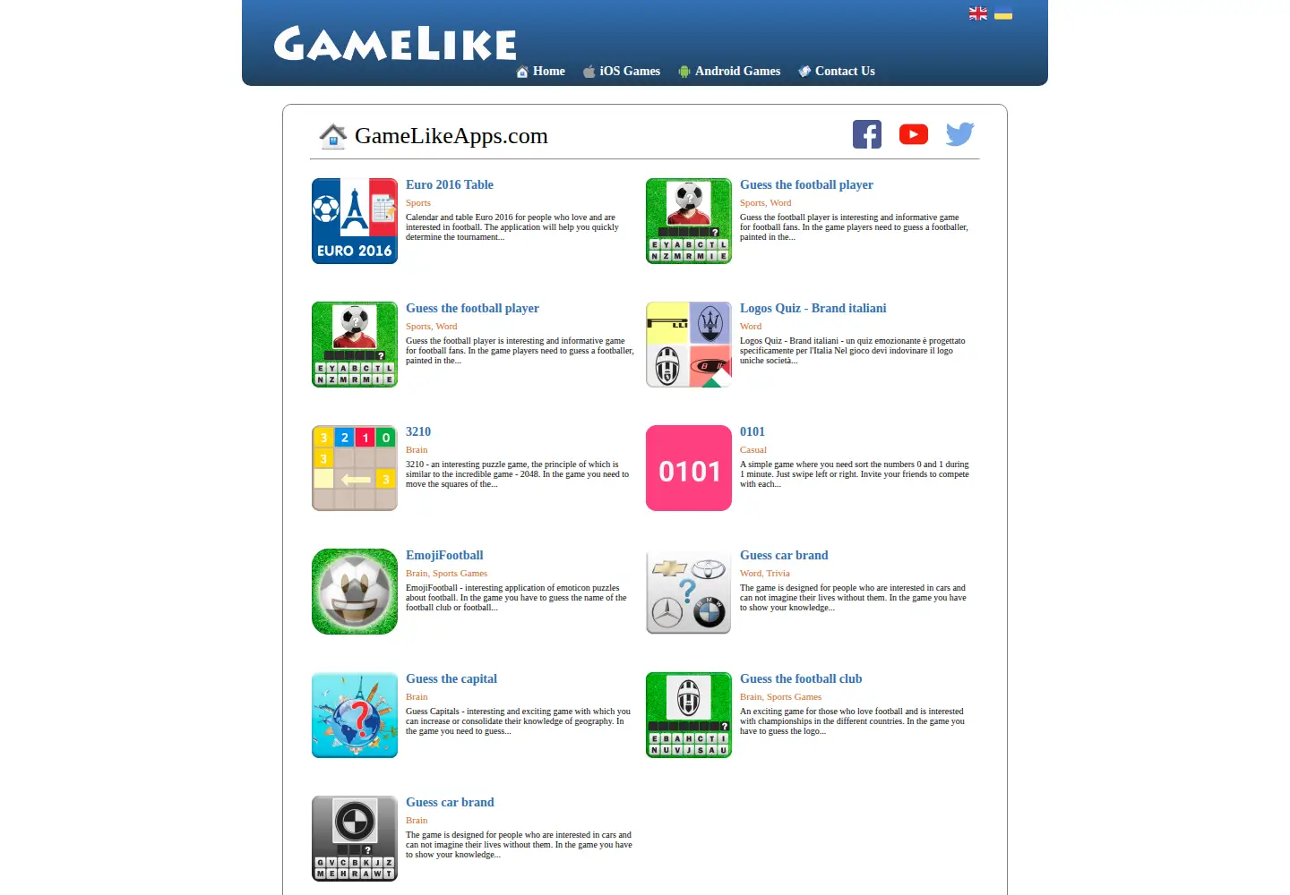 Screenshot of gamelikeapps.com