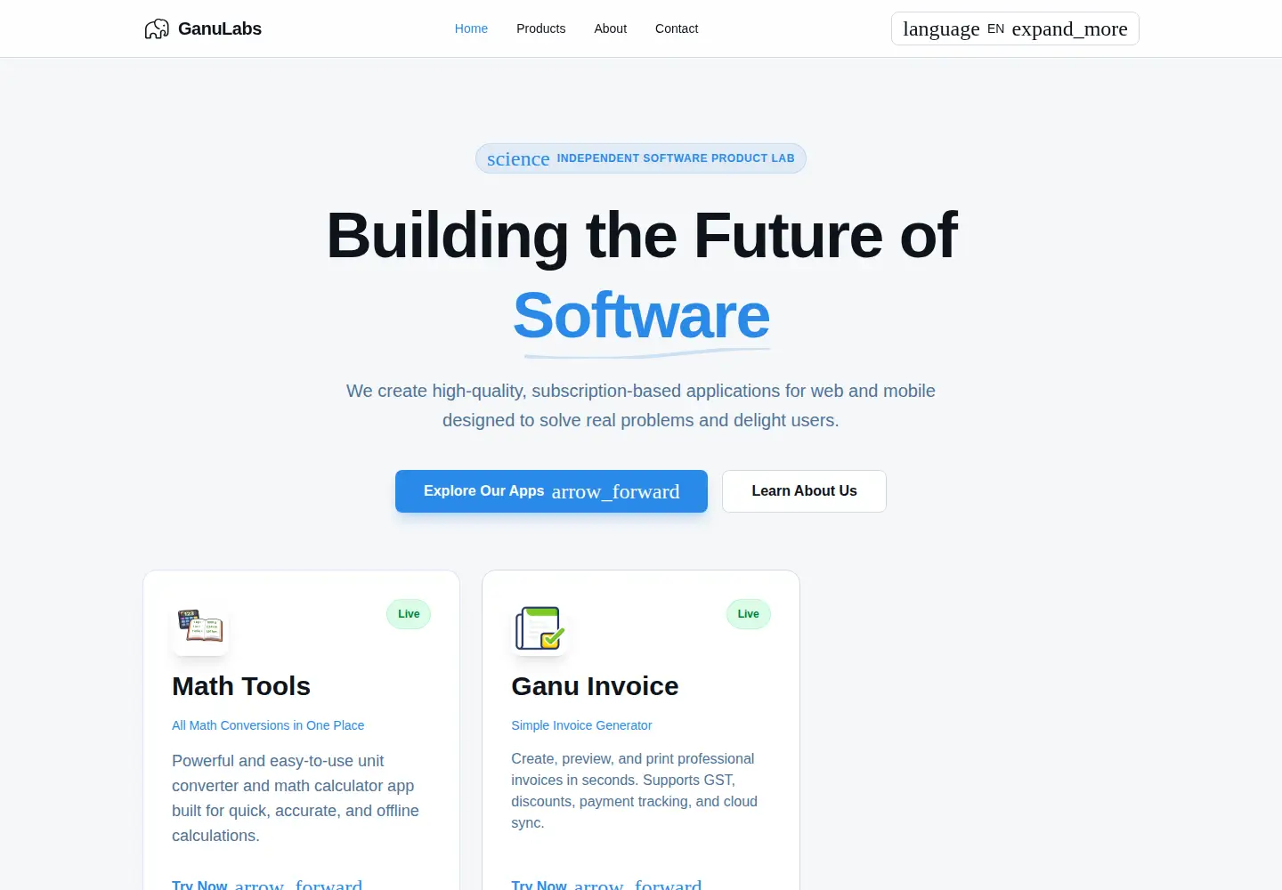 Screenshot of ganulabs.com