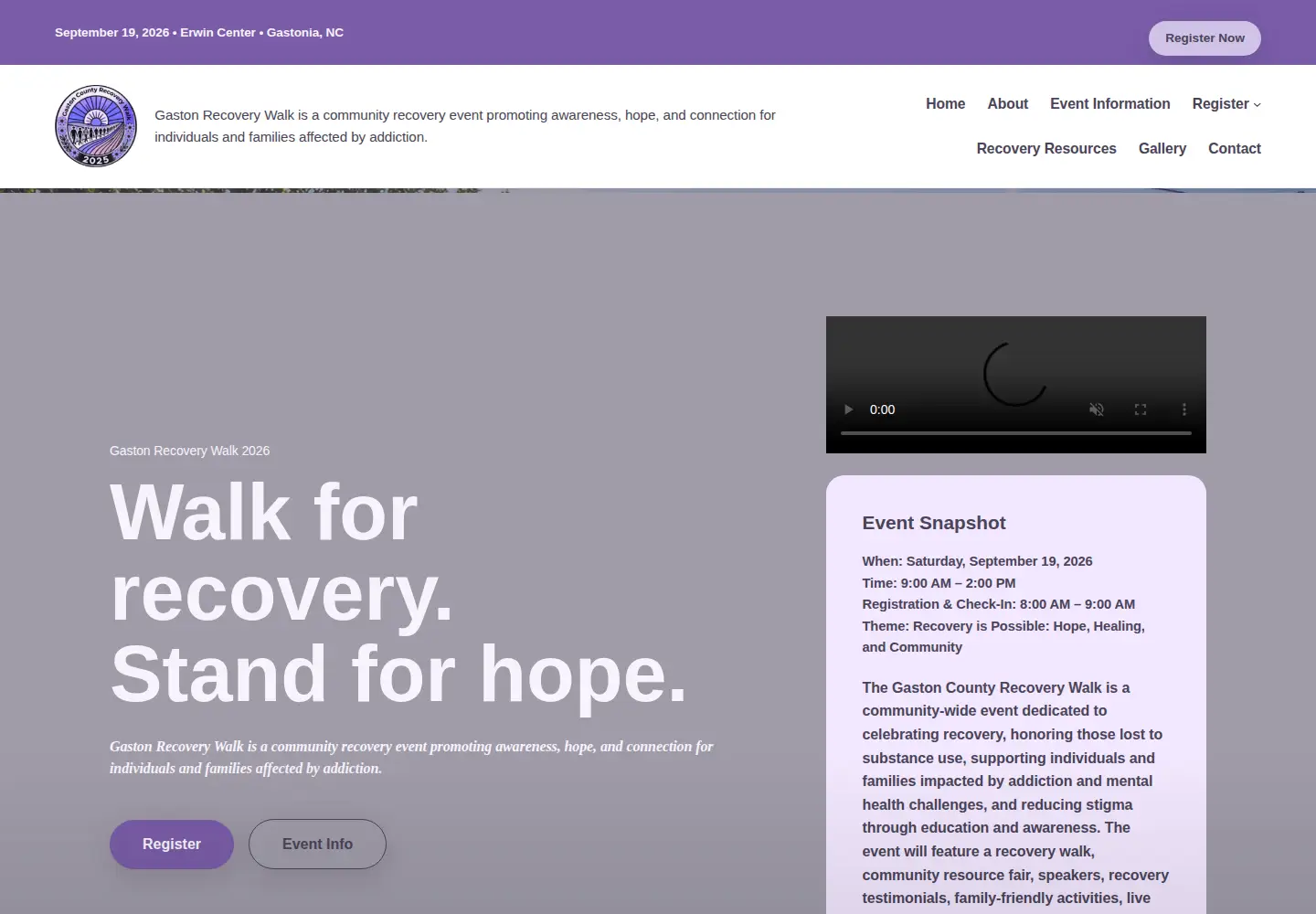 Screenshot of gastonrecoverywalk.com