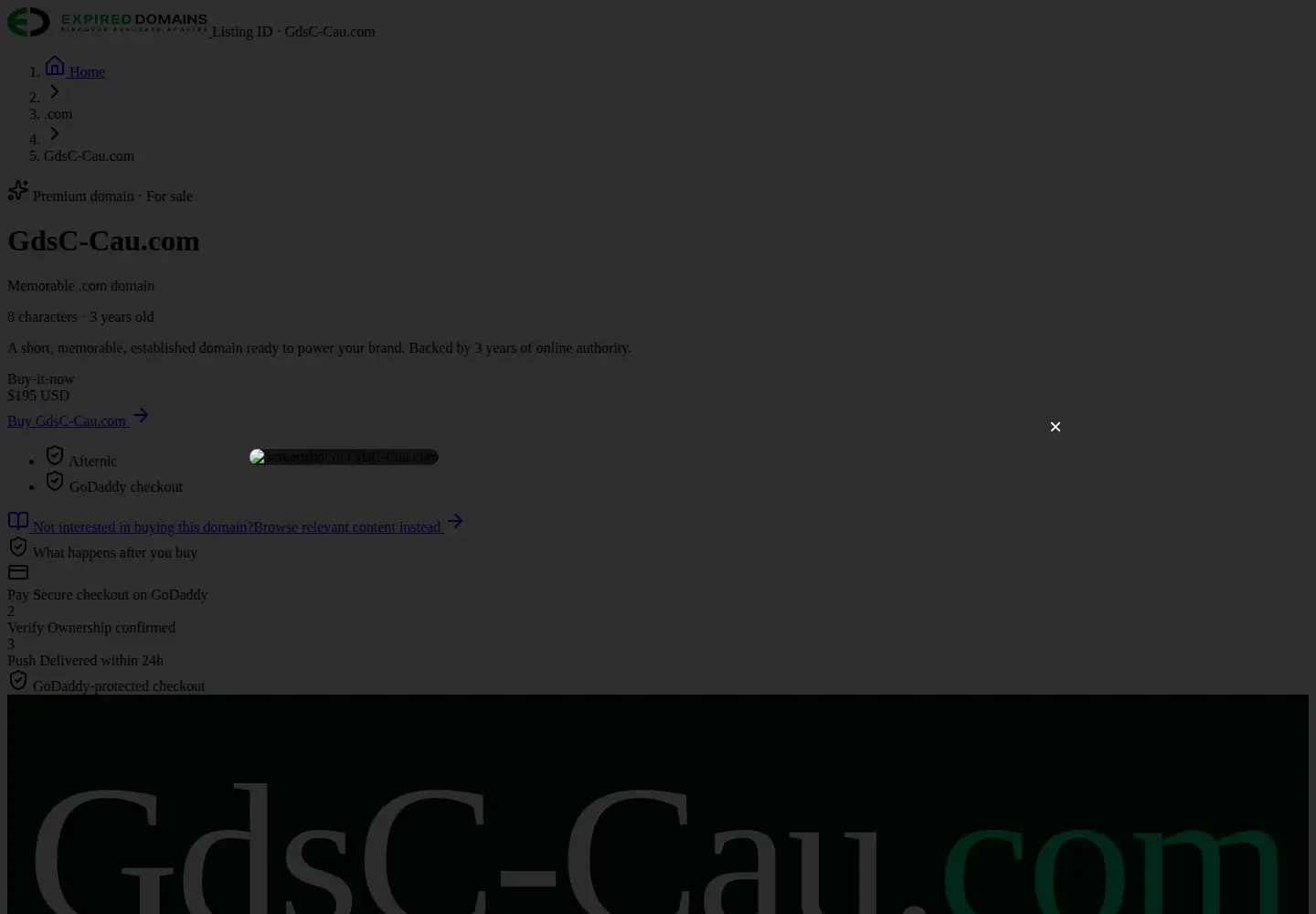 Captured homepage of gdsc-cau.com in the current scan