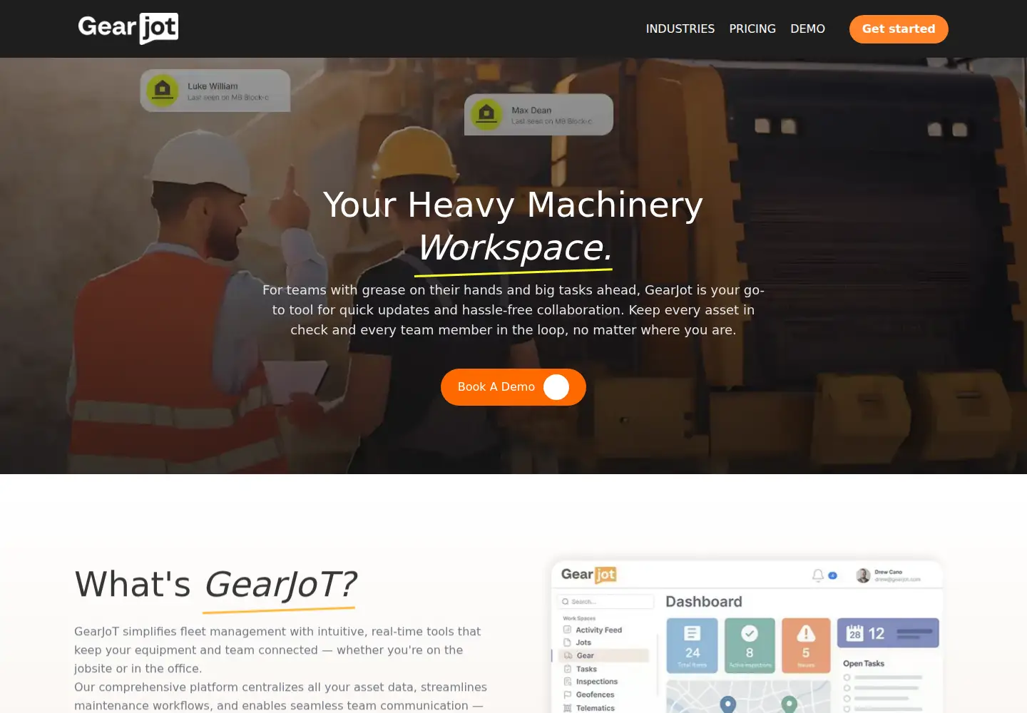 Captured homepage of gearjot.com in the current scan