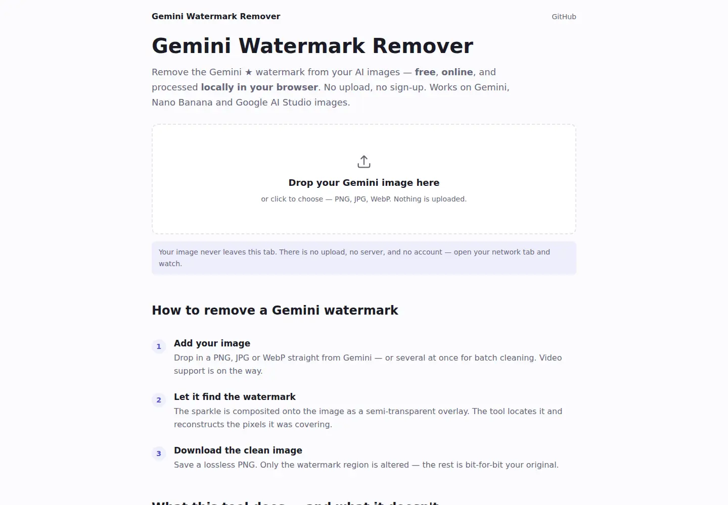 Screenshot of geminiwatermarkwiper.com