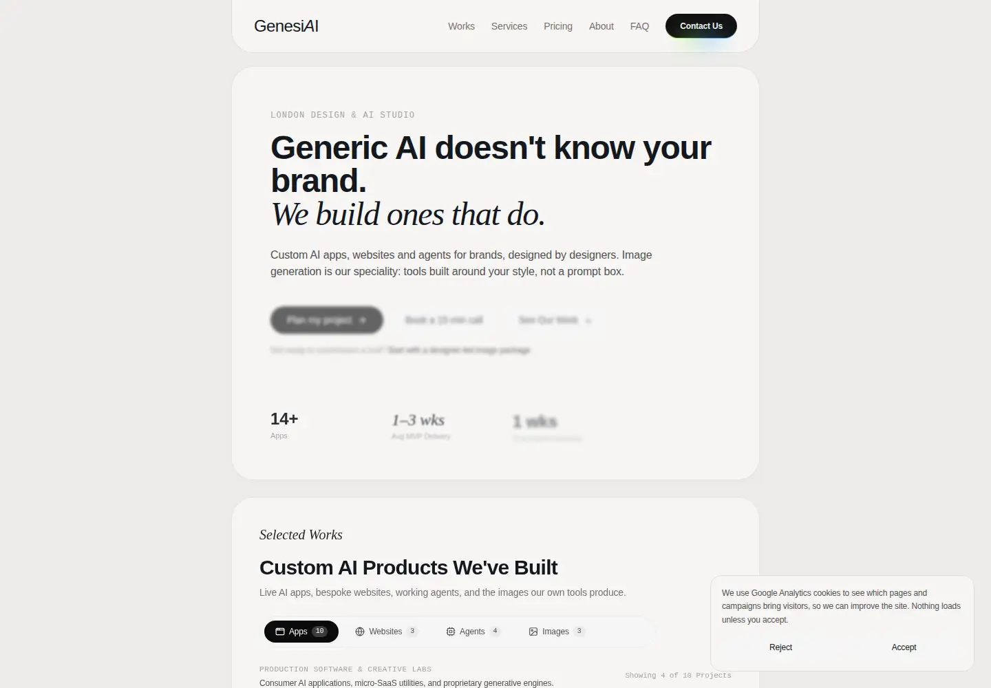 Captured homepage of genesiai.com in the current scan