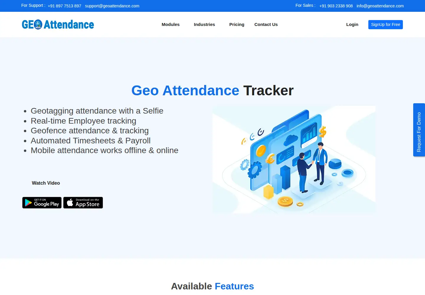 Screenshot of geoattendance.com