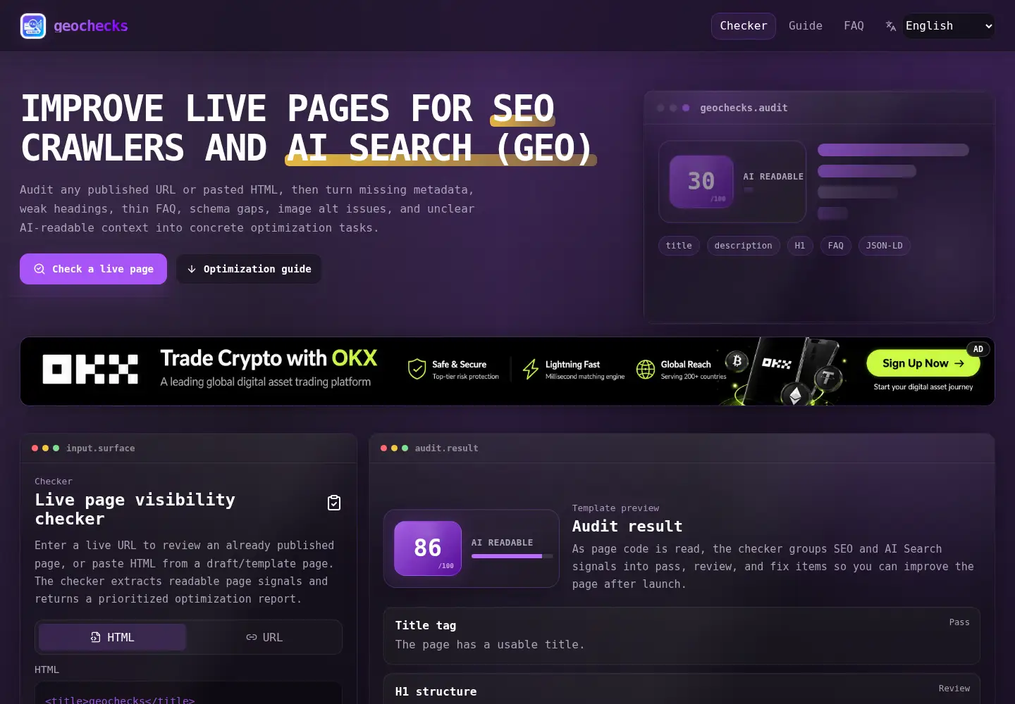 Screenshot of geochecks.com