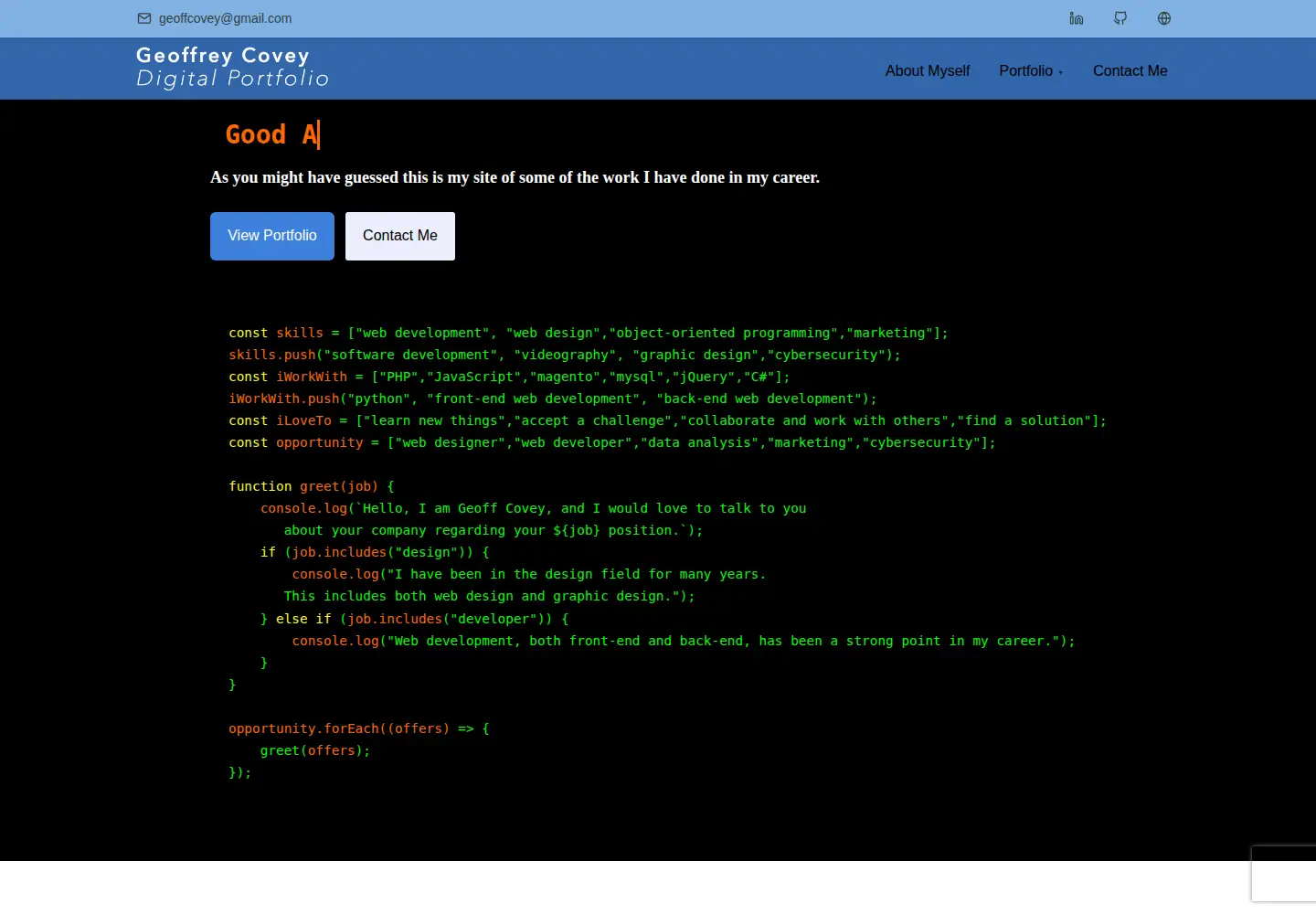 Screenshot of geoffcovey.com