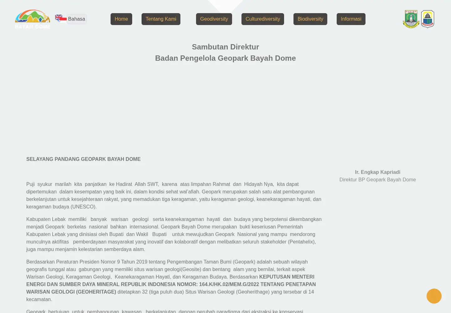 Screenshot of geoparkbayahdome.com