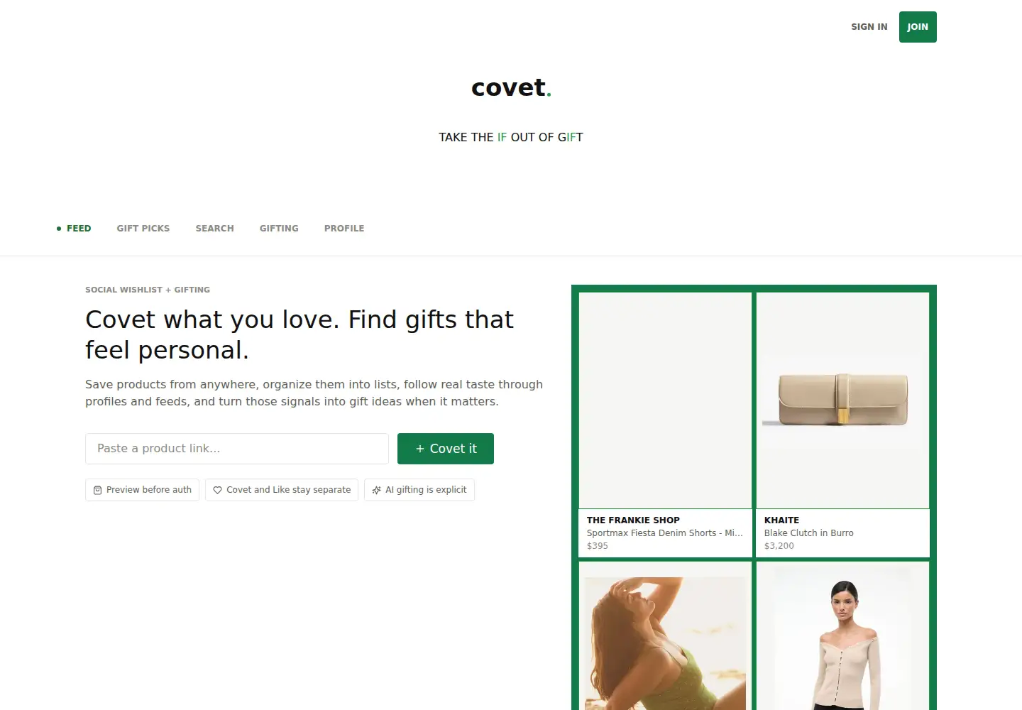 Captured homepage of get-covet.com in the current scan