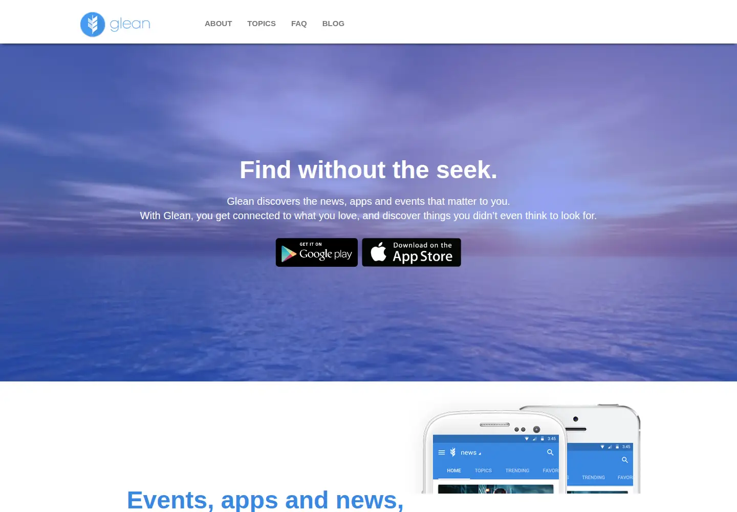 Captured homepage of get-glean.com in the current scan