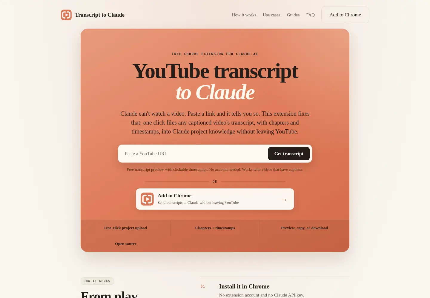 Captured homepage of get-yt-transcript.com in the current scan