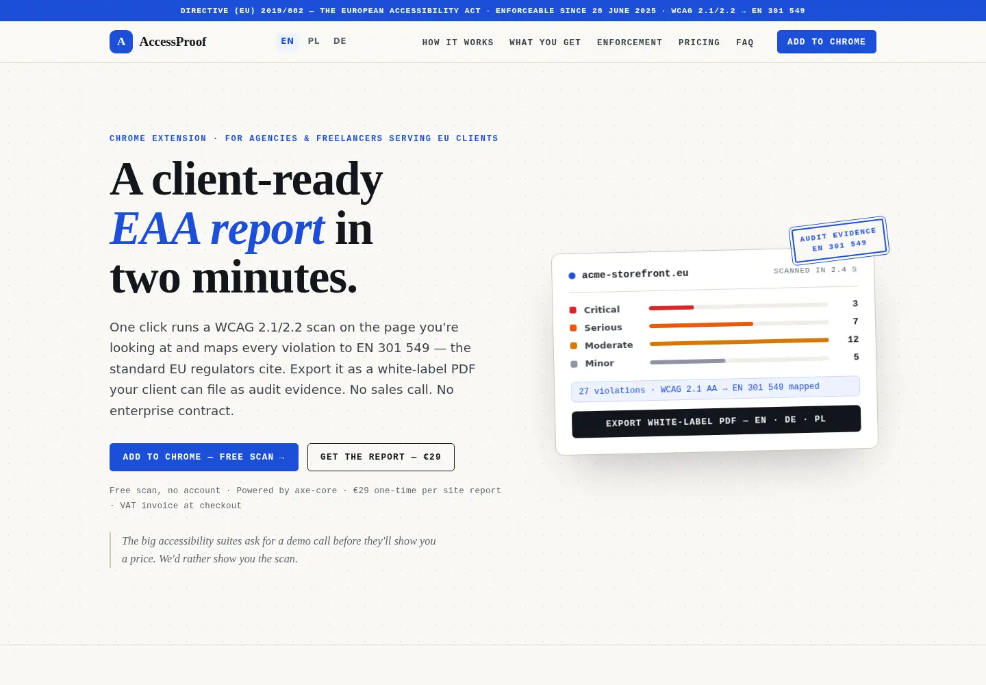 Screenshot of getaccessproof.com