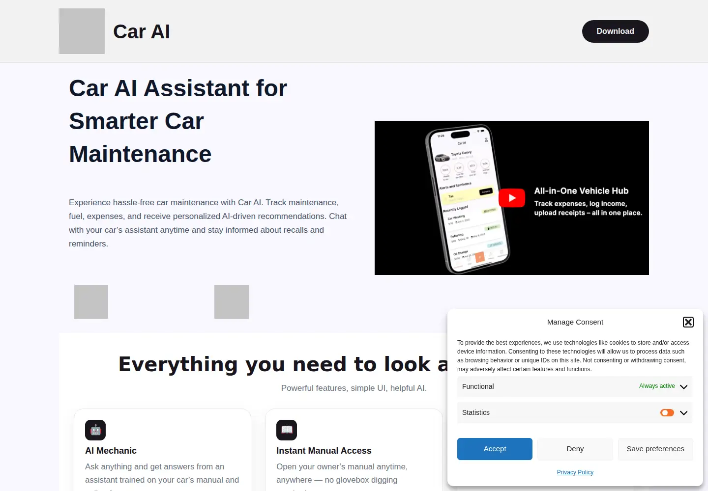 Captured homepage of getcarai.com in the current scan