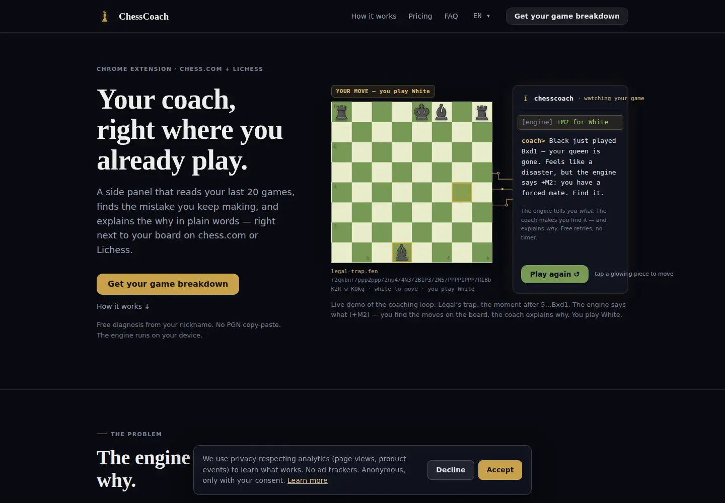 Captured homepage of getchesscoach.com in the current scan