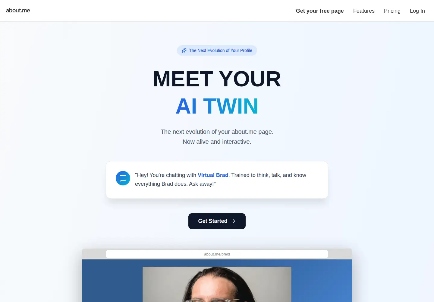 Screenshot of about.me
