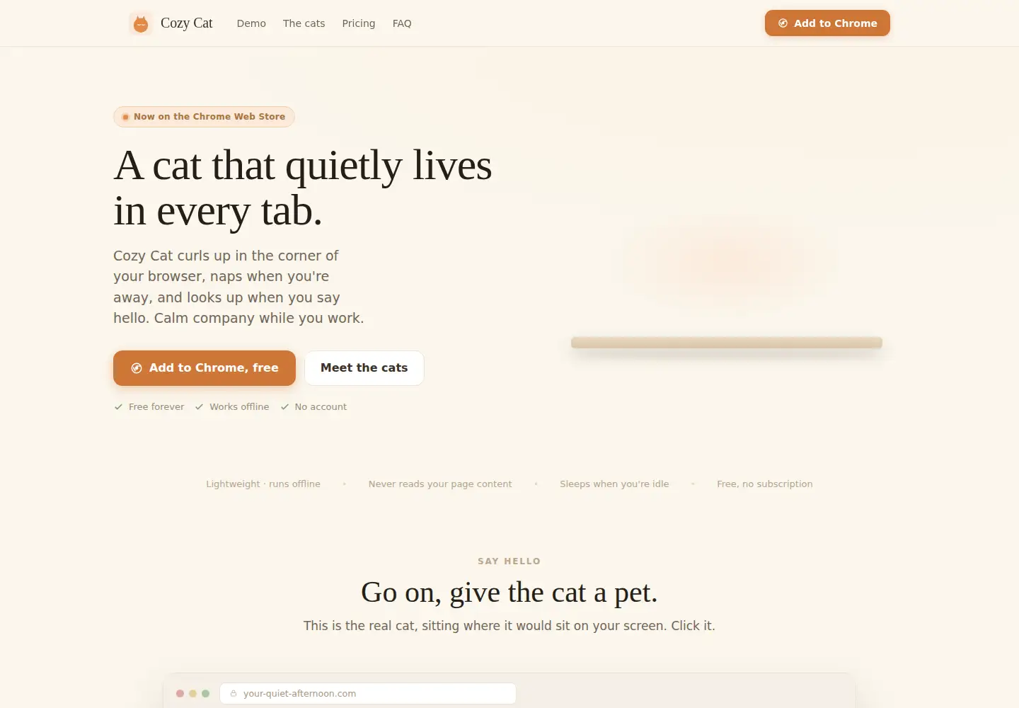 Screenshot of getcozycat.com