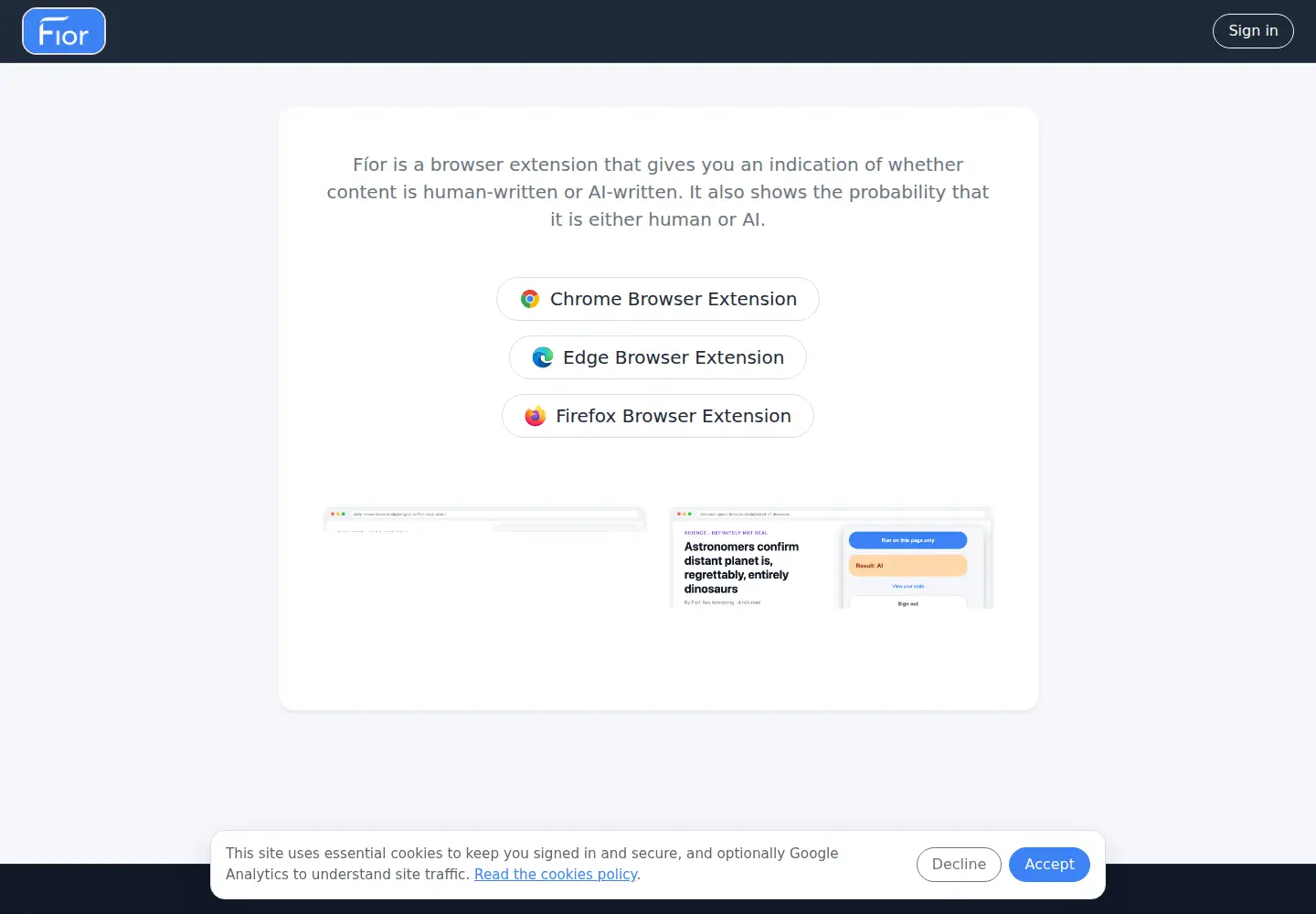 Screenshot of getfior.com