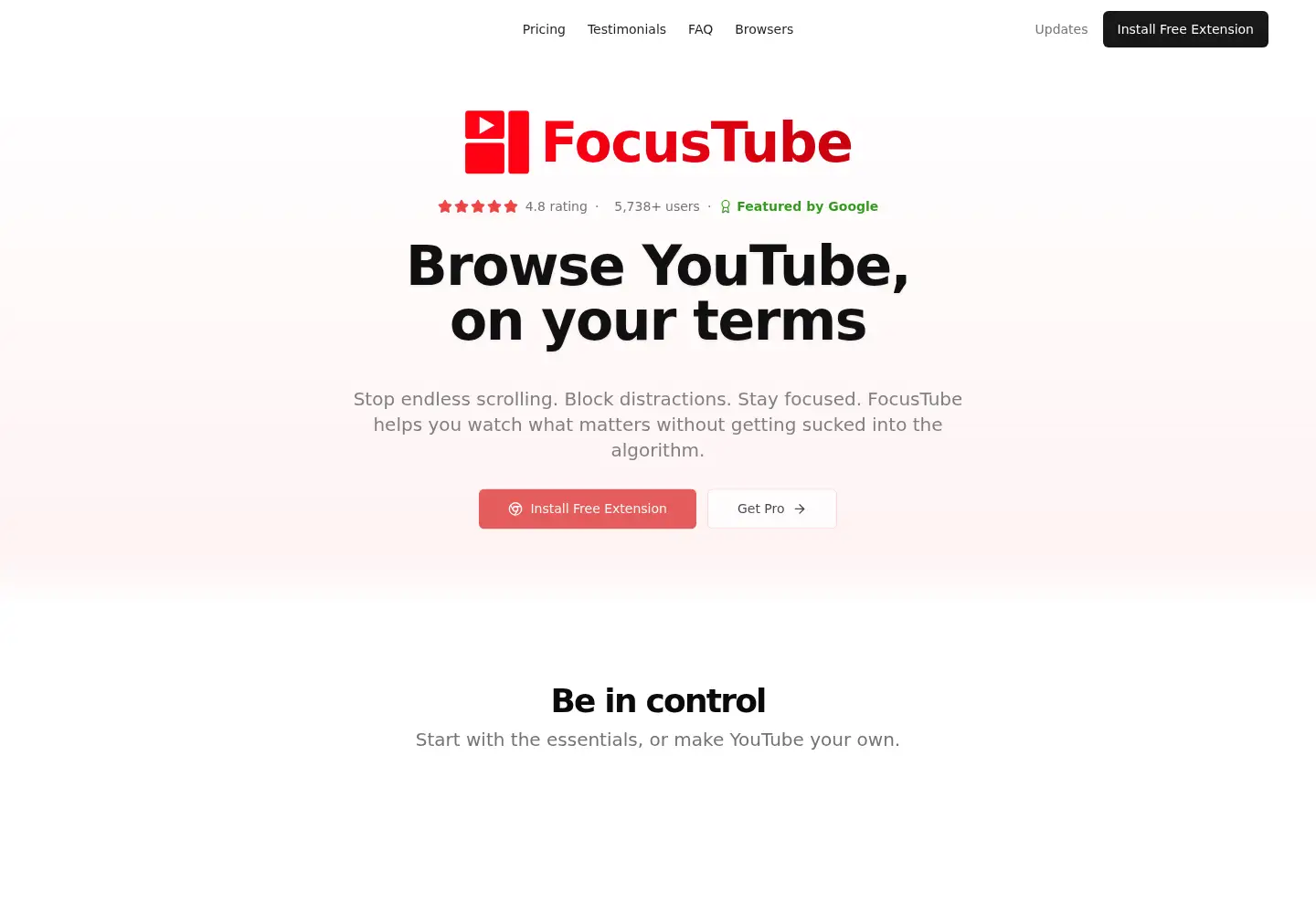 Screenshot of getfocustube.com