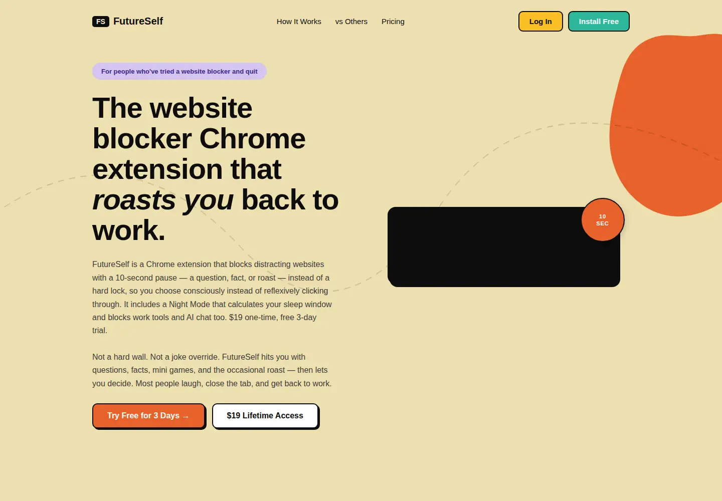Captured homepage of getfutureself.com in the current scan