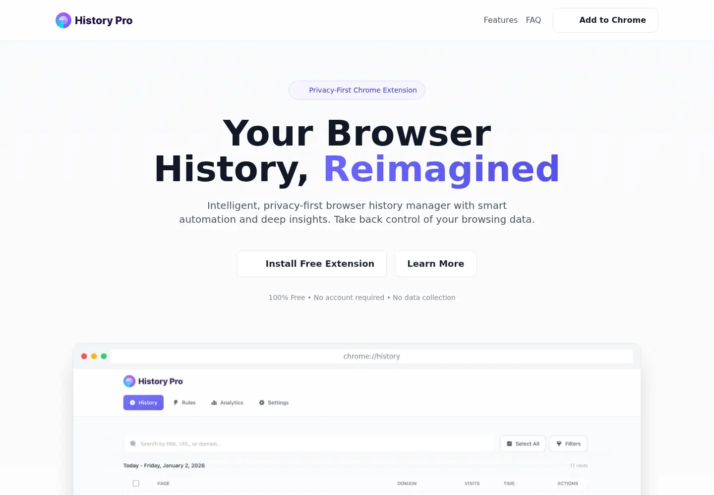 Screenshot of gethistorypro.com