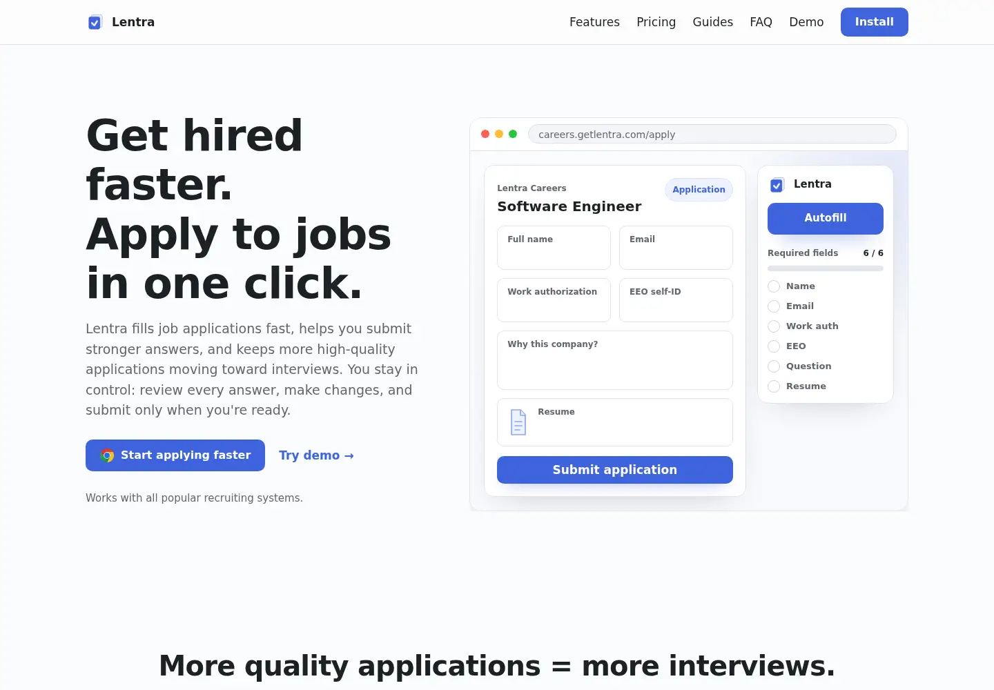 Screenshot of getlentra.com