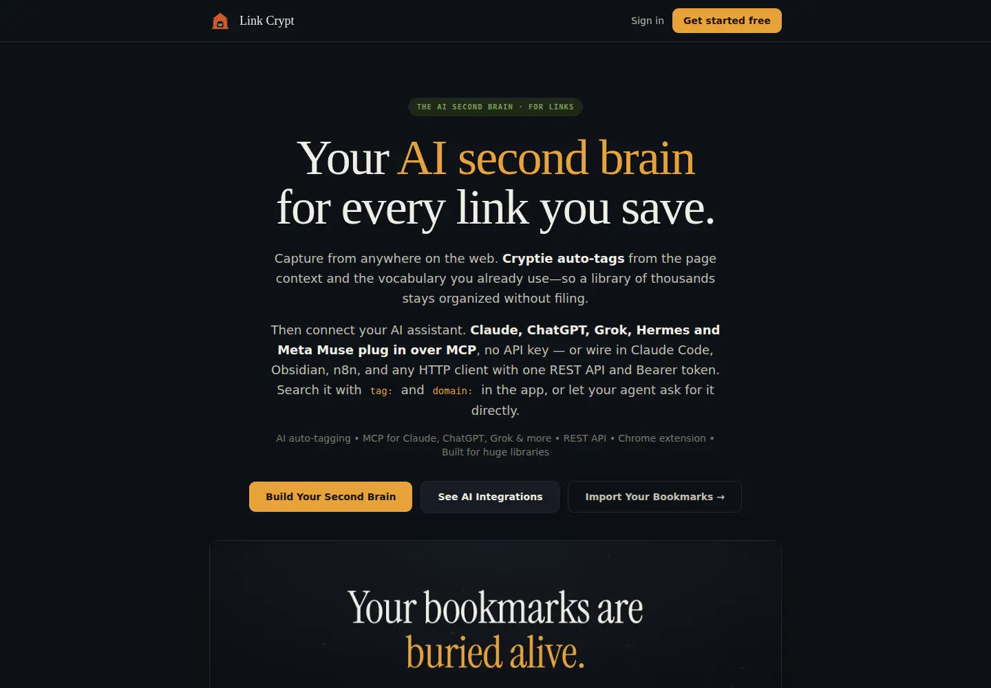 Captured homepage of getlinkcrypt.com in the current scan