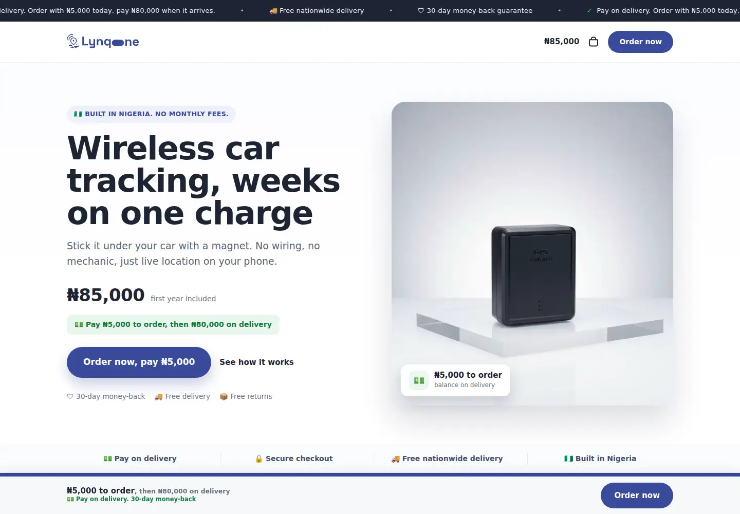 Captured homepage of getlynqone.com in the current scan