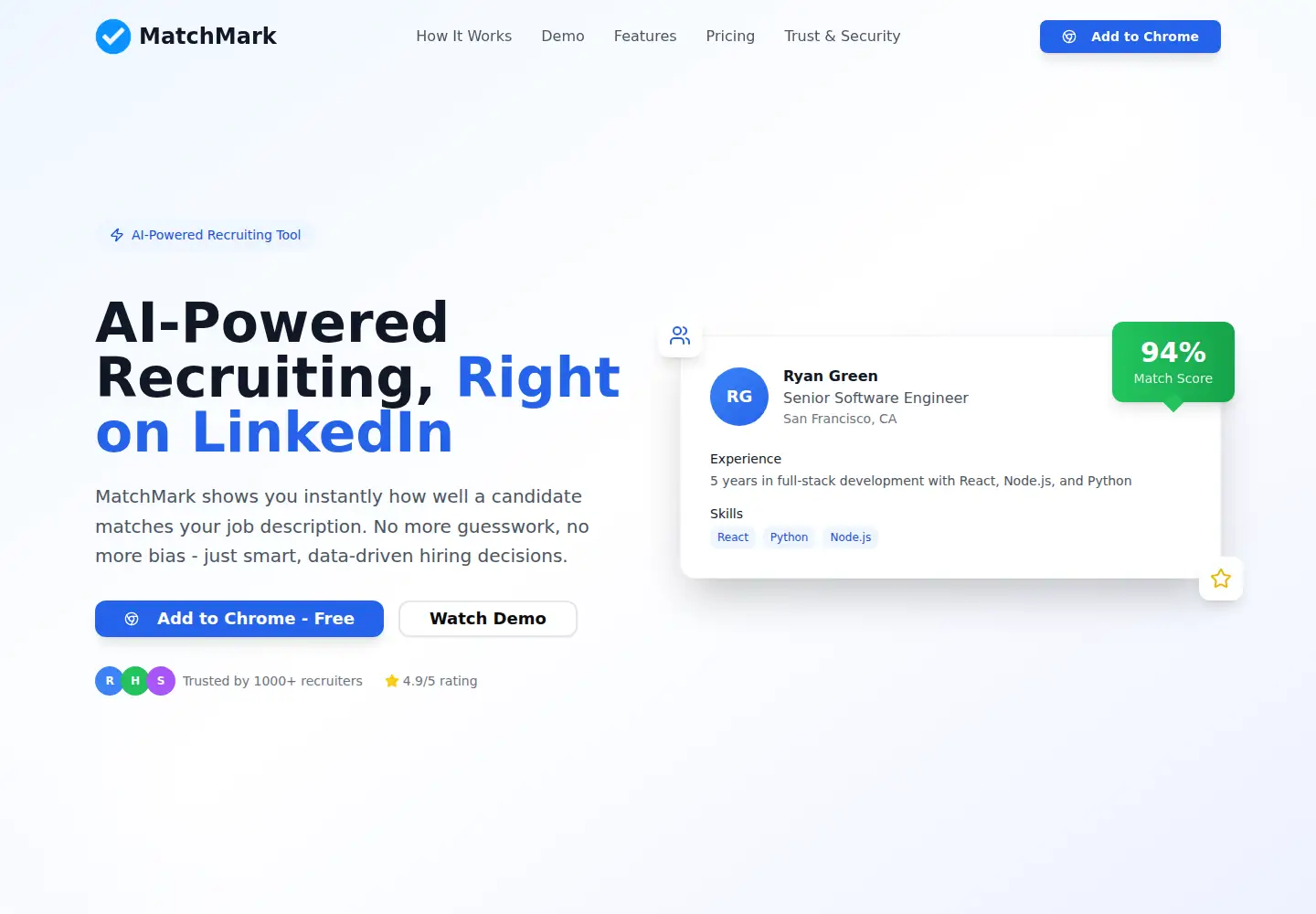 Captured homepage of getmatchmark.com in the current scan