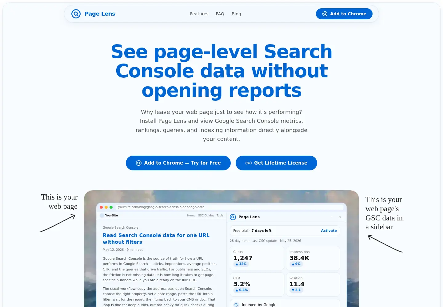Screenshot of getpagelens.com