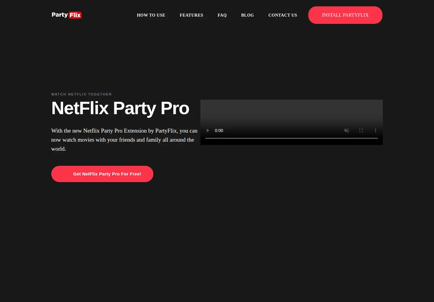 Captured homepage of getpartyflix.com in the current scan
