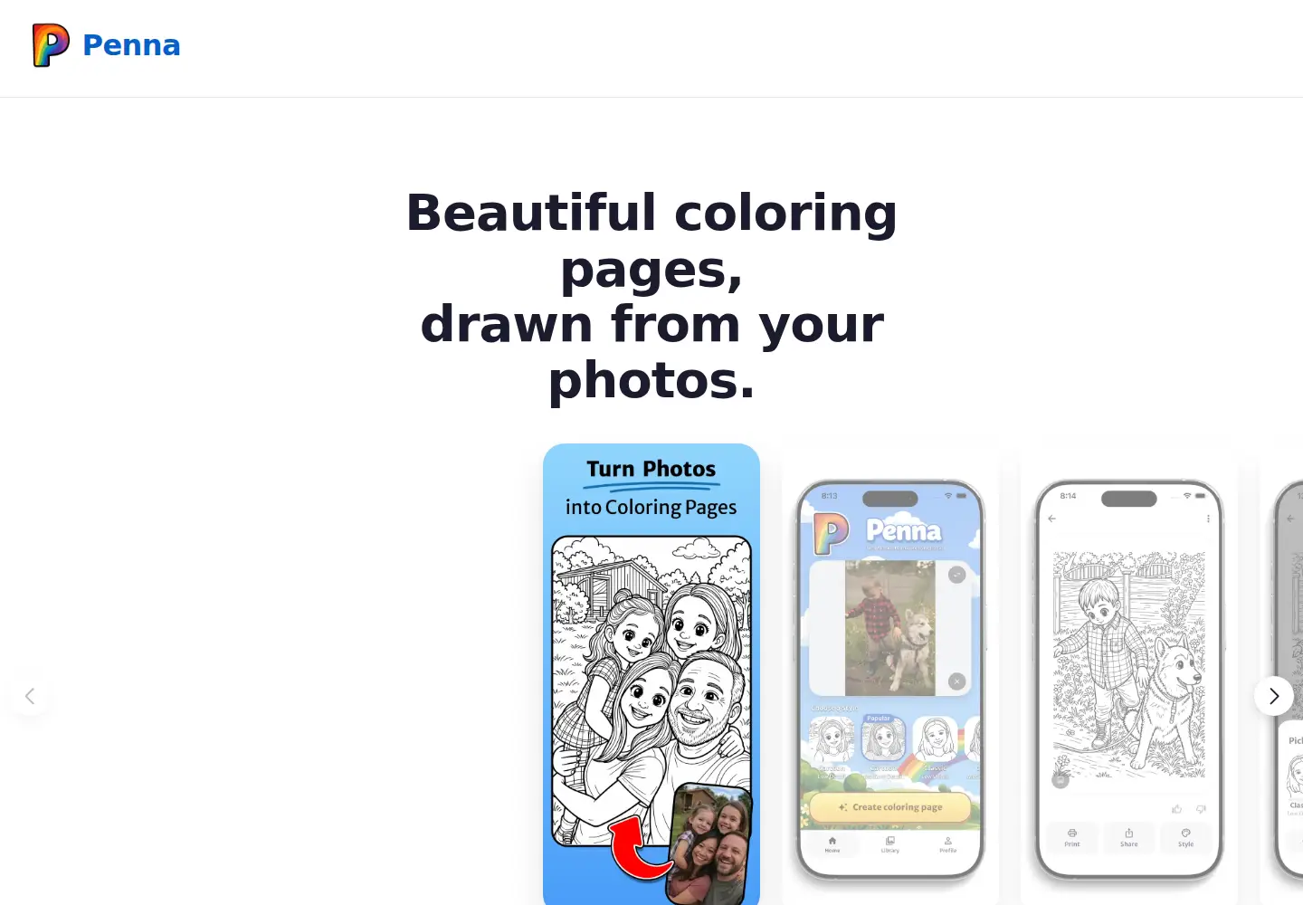 Captured homepage of getpenna.com in the current scan