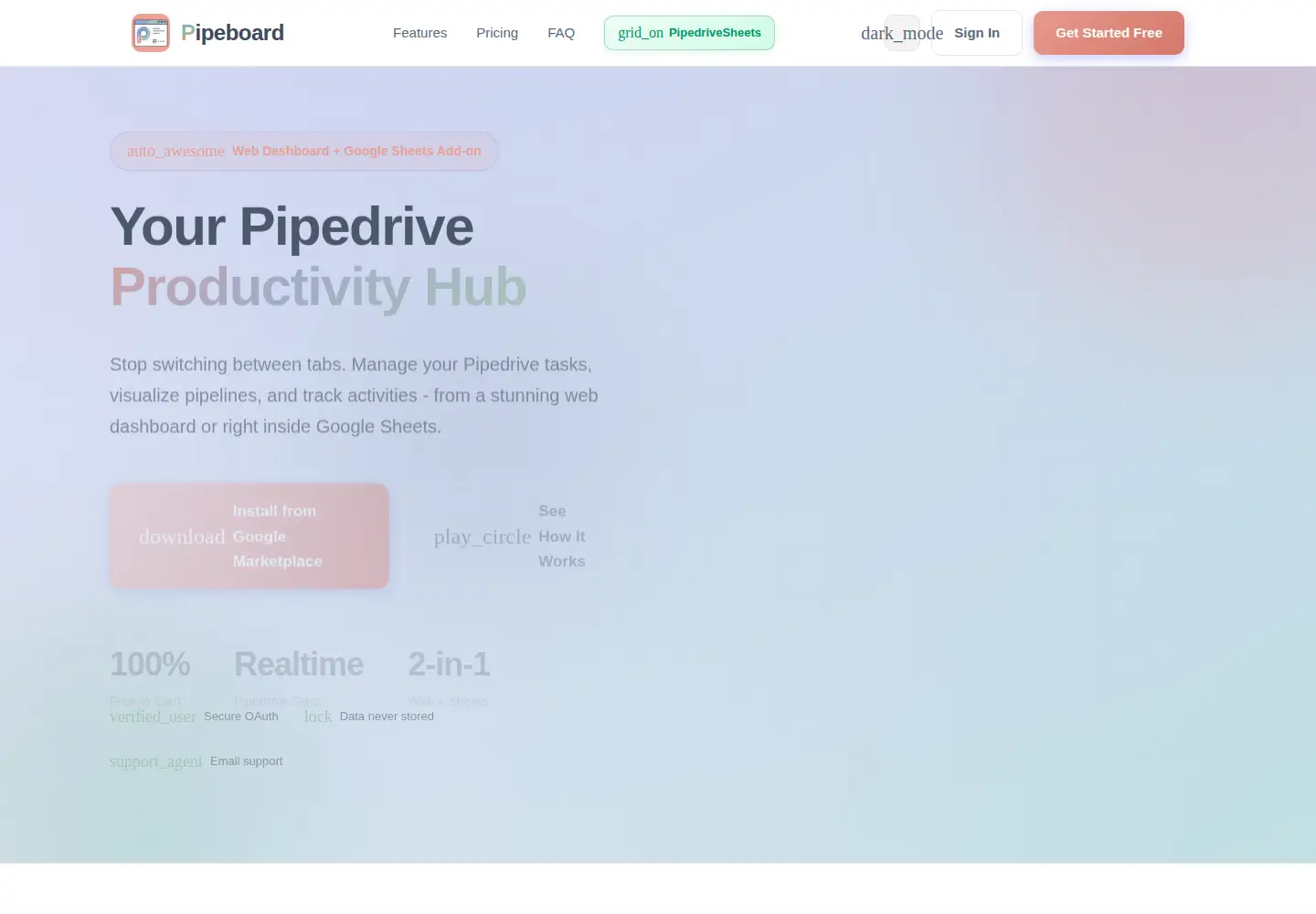 Captured homepage of getpipeboard.com in the current scan