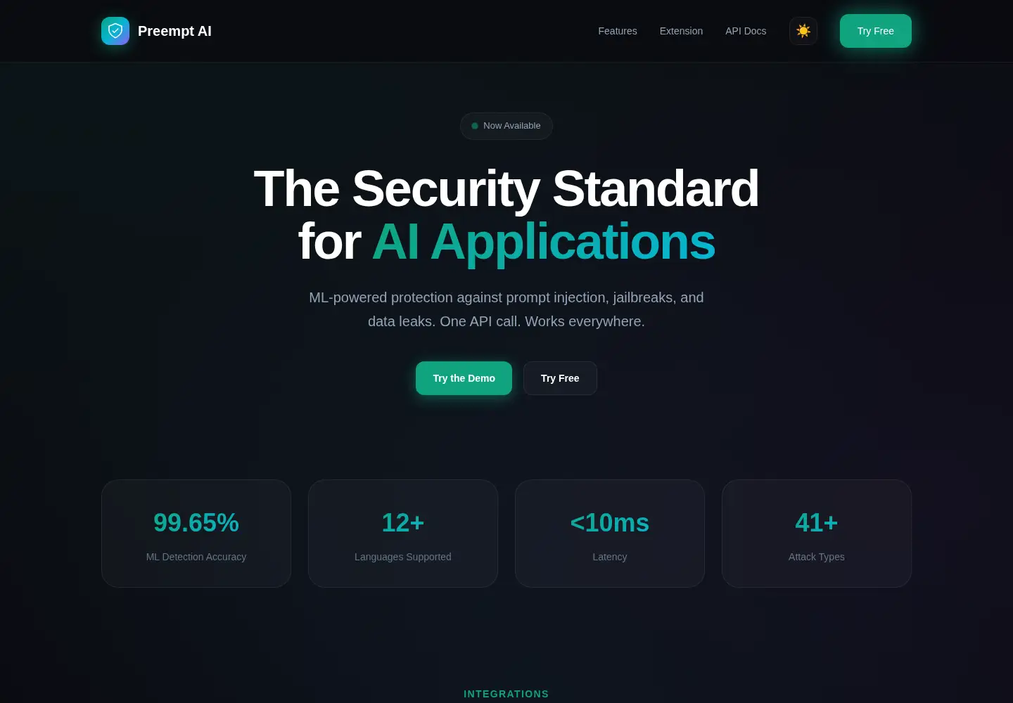 Screenshot of getpreempt.com
