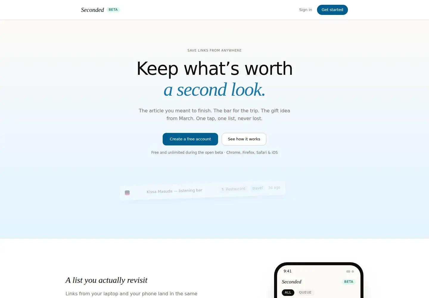 Captured homepage of getseconded.com in the current scan