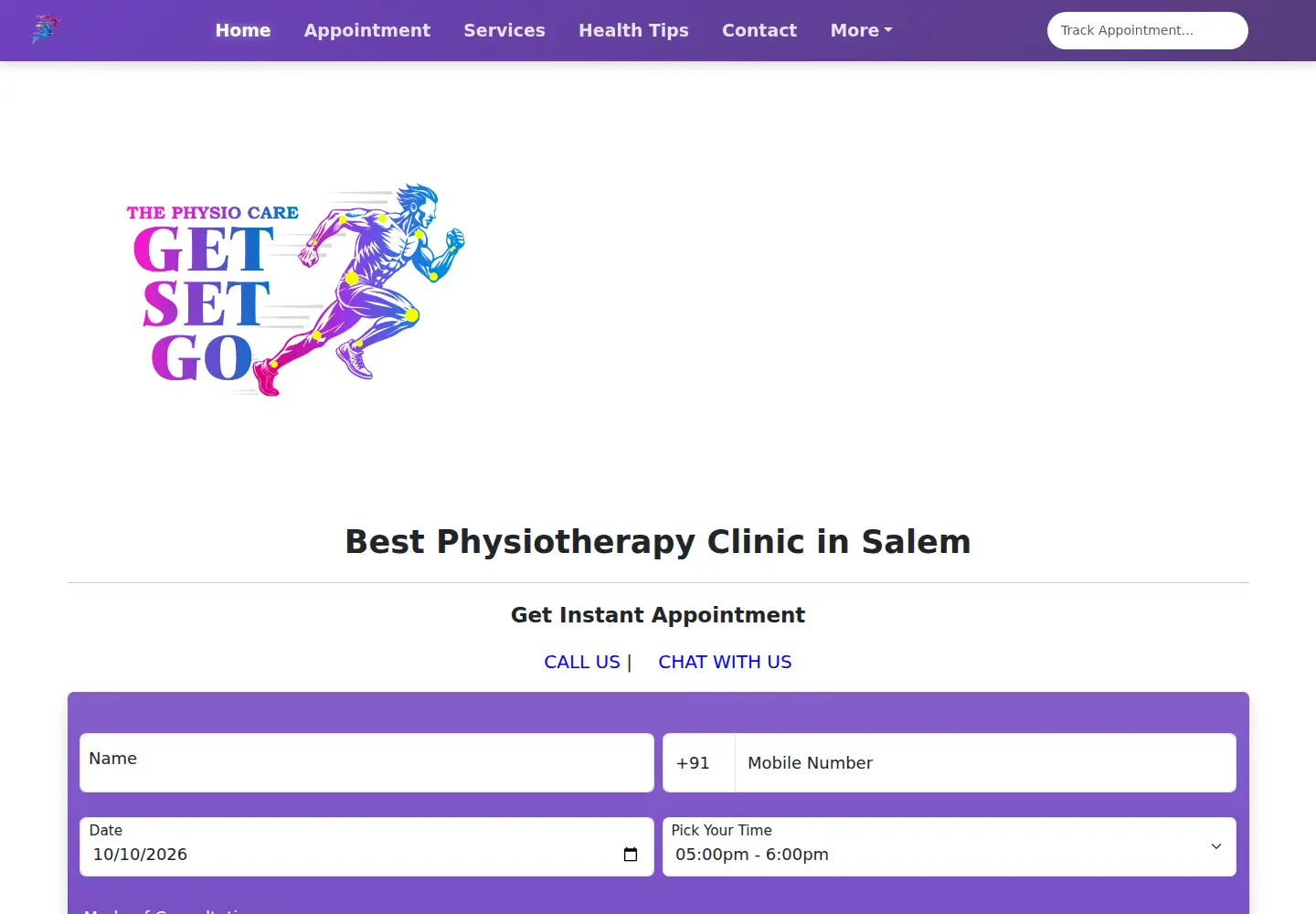 Screenshot of getsetgophysio.com