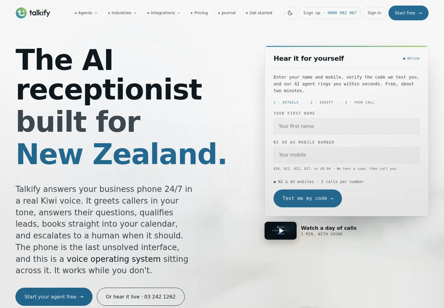Screenshot of gettalkify.com