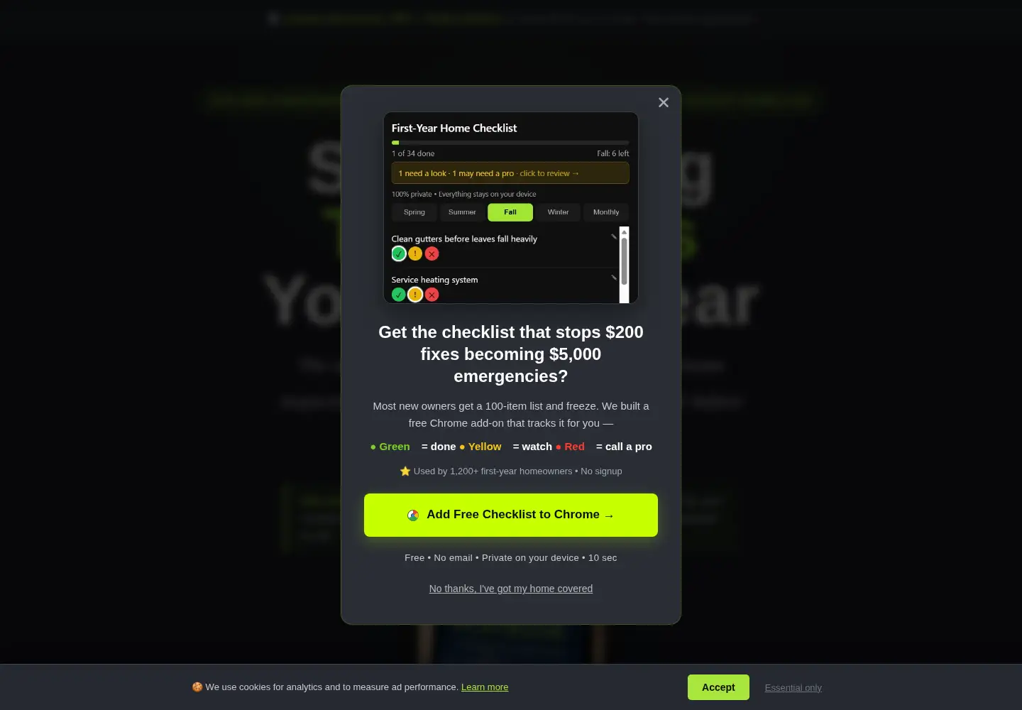 Captured homepage of getthehomeplaybook.com in the current scan