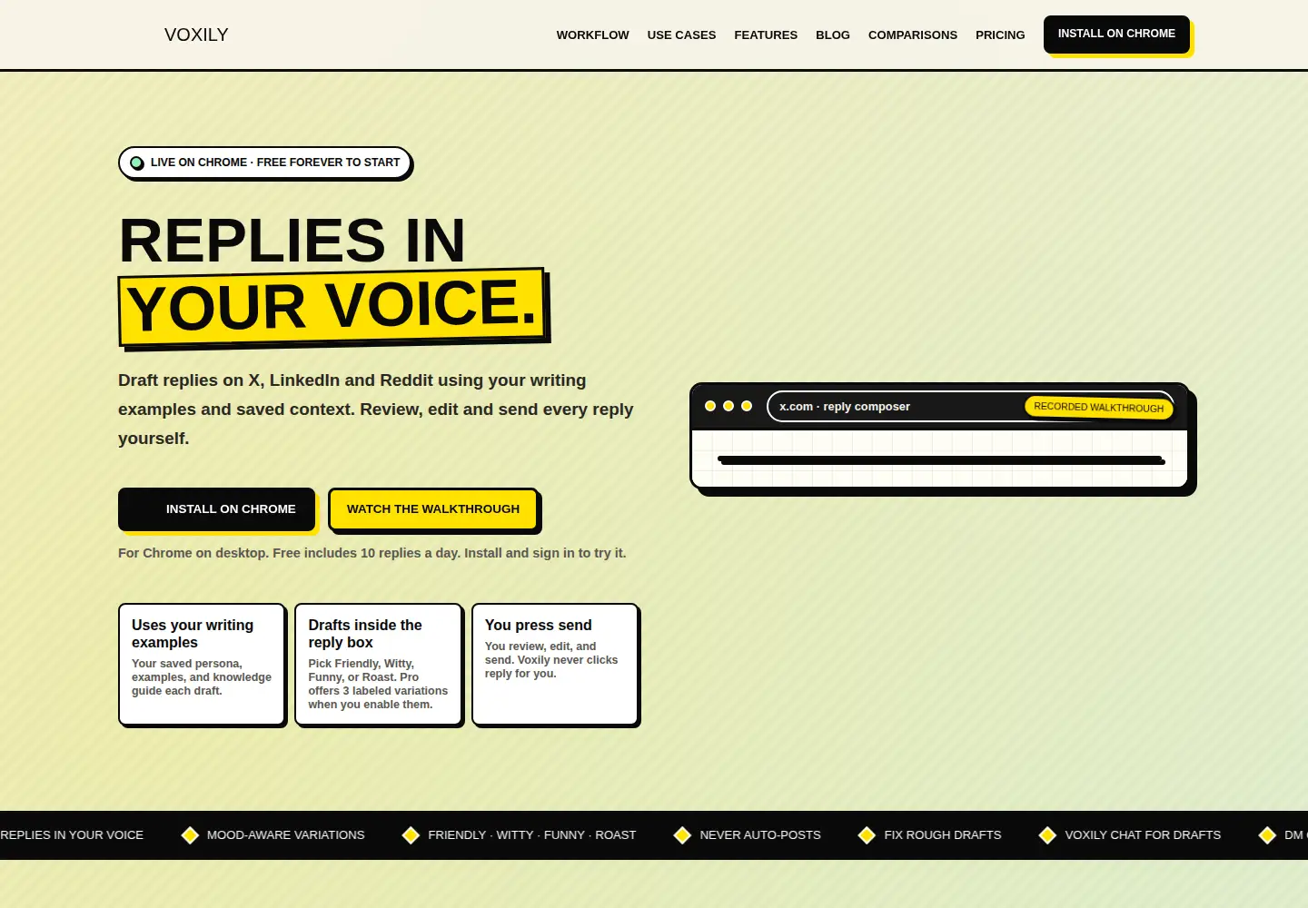 Captured homepage of getvoxily.com in the current scan