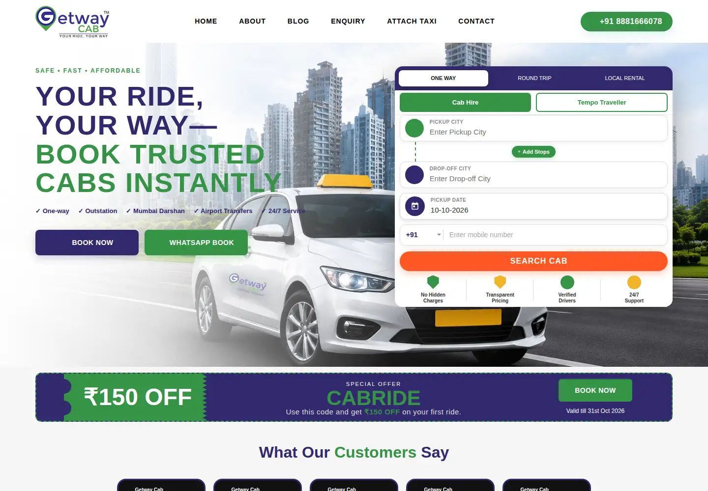 Screenshot of getwaycab.com