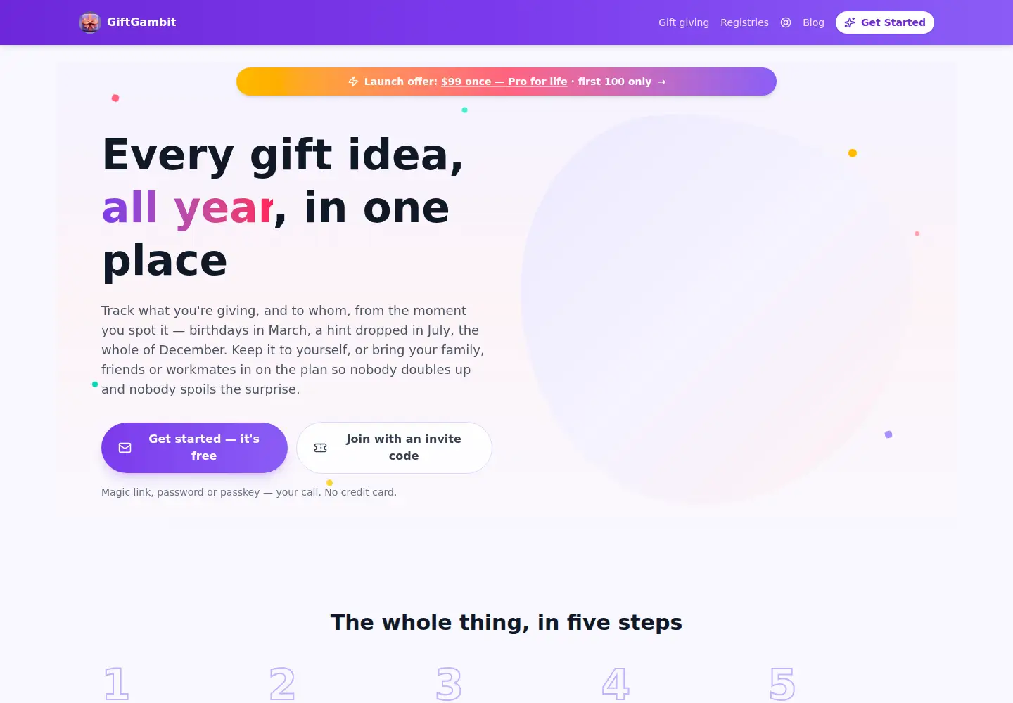 Captured homepage of giftgambit.com in the current scan